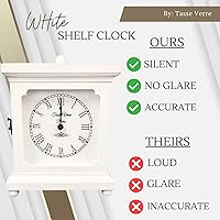 Vista 3 de Tasse Verre Reloj blanco para mesa o escritorio de 9 x 7 pulgadas, decoración de granja de madera, silencioso, silencioso, para oficina, dormitorio