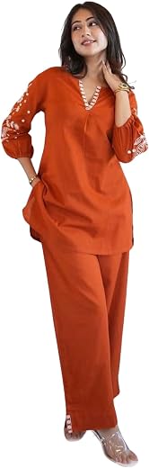 Suppar Sleave Women Solid Rayon Co-Ord Set | Kurti Style Top with Pant | Casual &amp; Office Wear Two Piece Outfit