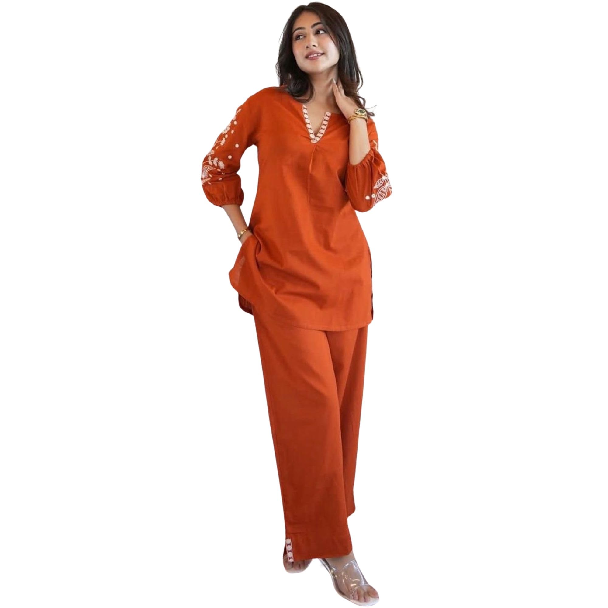 suppar sleave Women Solid Rayon Co-Ord Set | Kurti Style Top with Pant | Casual & Office Wear Two Piece Outfit-picture-21