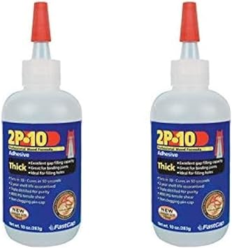 FastCap 2P-10 Thick Super Glue Adhesive for Small Items - All Purpose Application - 4000 PSI Tensile & Sheer - 10 oz., 2-Pack - 80115-2P