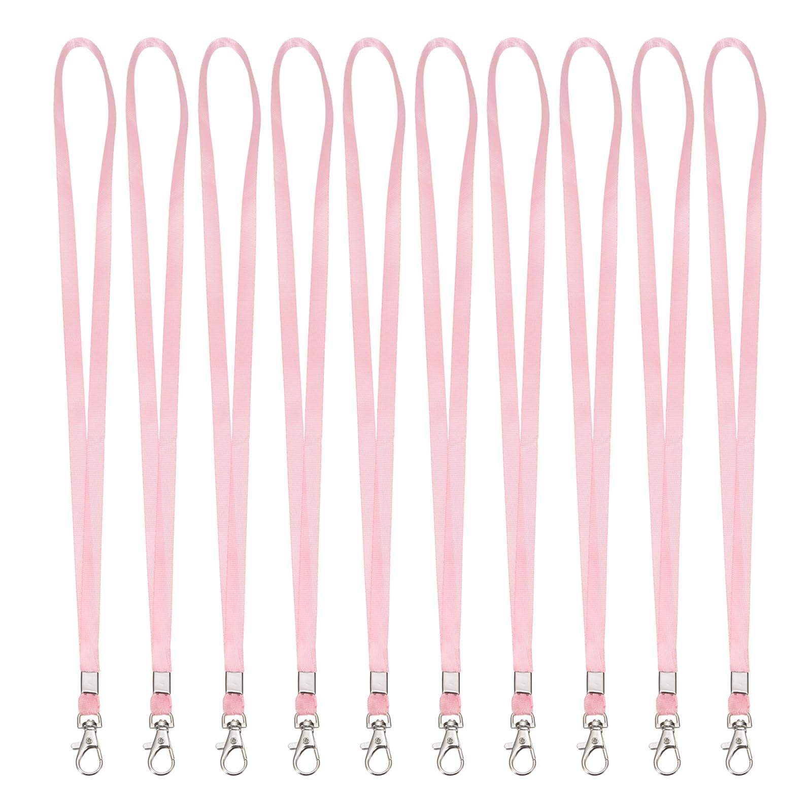 PATIKIL 10Pcs Lanyards Bulk, 43cm Badge Lanyard Neck Polyester with Lobster Clasp for ID Badge Keys Worker Name Tag Wallet Cruise Phone Events Office, Pink