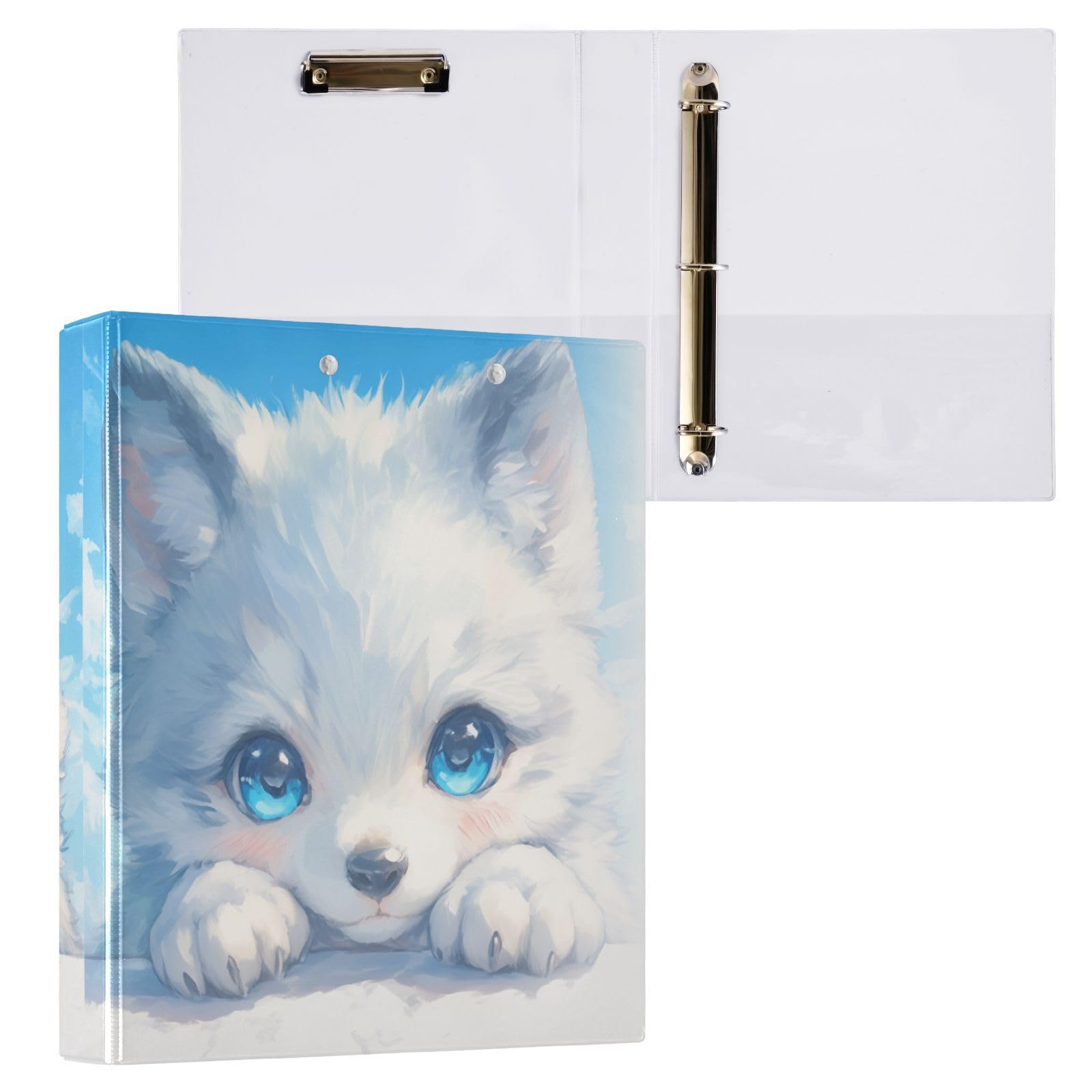 Raccoglitori da 2,5 cm e mezzo per la scuola con lupo bianco e blu
