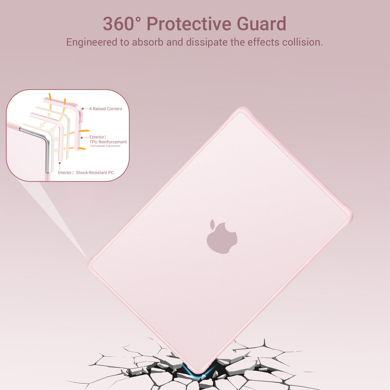 MOSISO Custodia Compatibile con MacBook Air 13 Cover M5 M4 M3 M2 2026-2022 A3449 A3240 A3113 A2681, 13,6'' Case Anti-crepa Angoli e Bordo Morbido TPU&Copritastiera&Pellicola&Tipo C, Rosa
