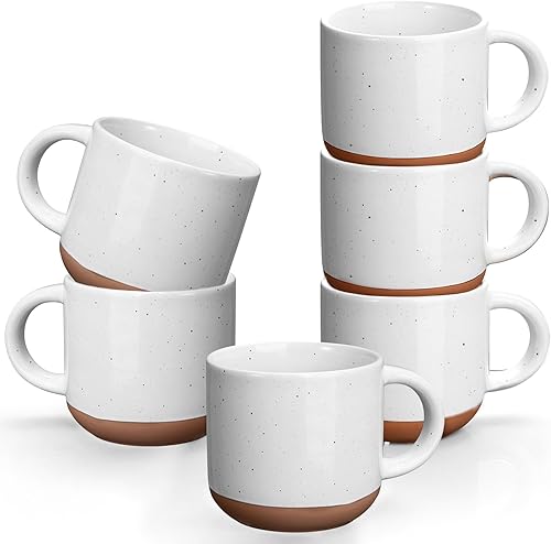 Juego de 6 mini tazas de café de cerámica de 5 onzas con asa, tazas de café de porcelana Demitasse, tazas de café de color blanco, aptas para