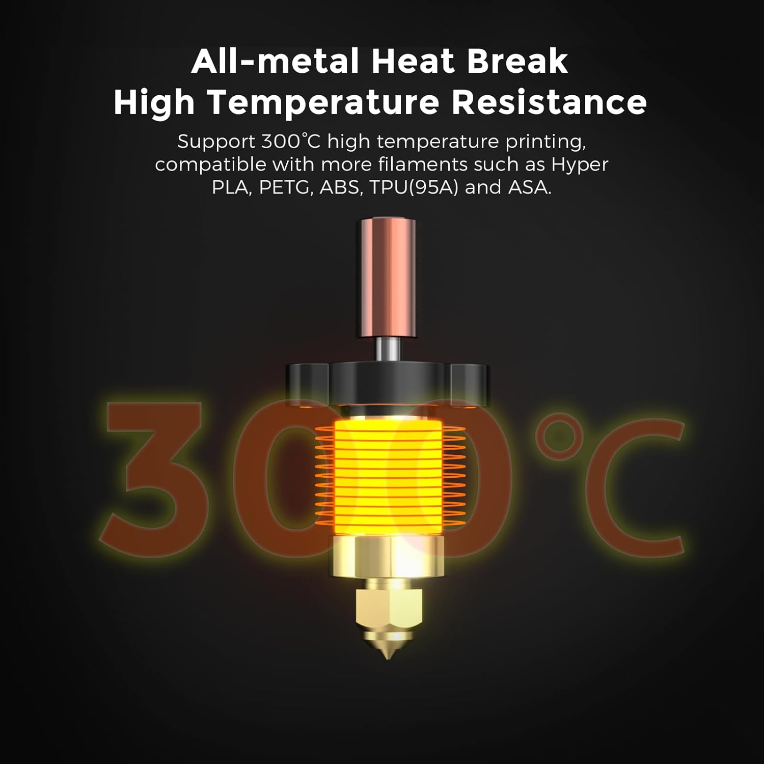 Creality Ender 3 V3 KE Hotend Kit, Original Ceramic Heating Block Kit 300°C 60W Fast Heating High Thermal Conductivity Ceramics with Bi-Metal Copper+Titanium Alloy Throat Tube and Brass Nozzle