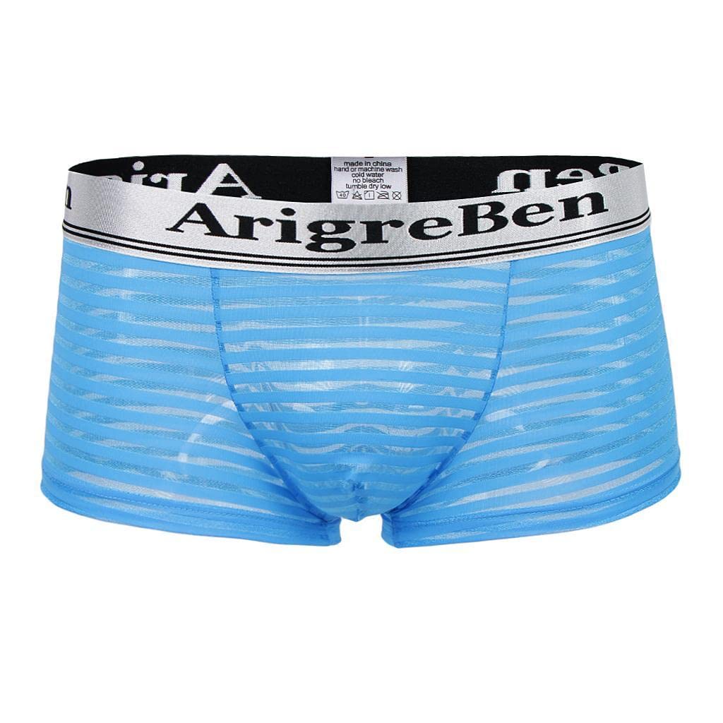 Men's Breathable Mesh Stripe Low Waist Boxer Briefs Underwear Shorts XL Blue|Clothing Shoes & Accessories | Mens Clothing | Underwear-image-7