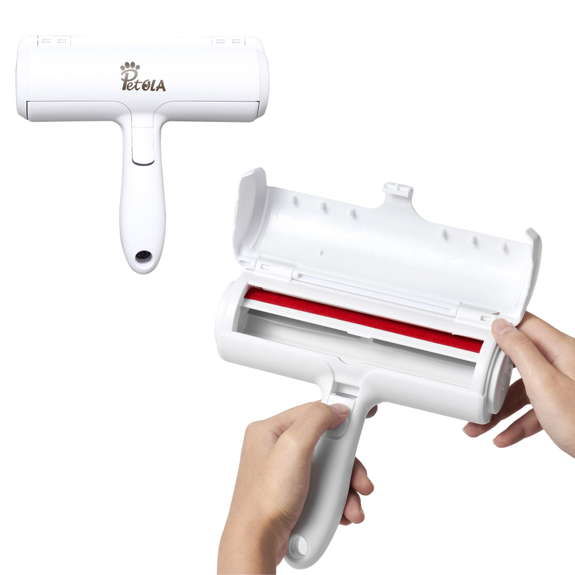 Reusable Pet Hair Remover for Dog and Cat Fur – Multi-Surface Lint Roller for Furniture, Couch, Carpet, Car Seats and Bedding – Portable Fur Removal Tool (Red)