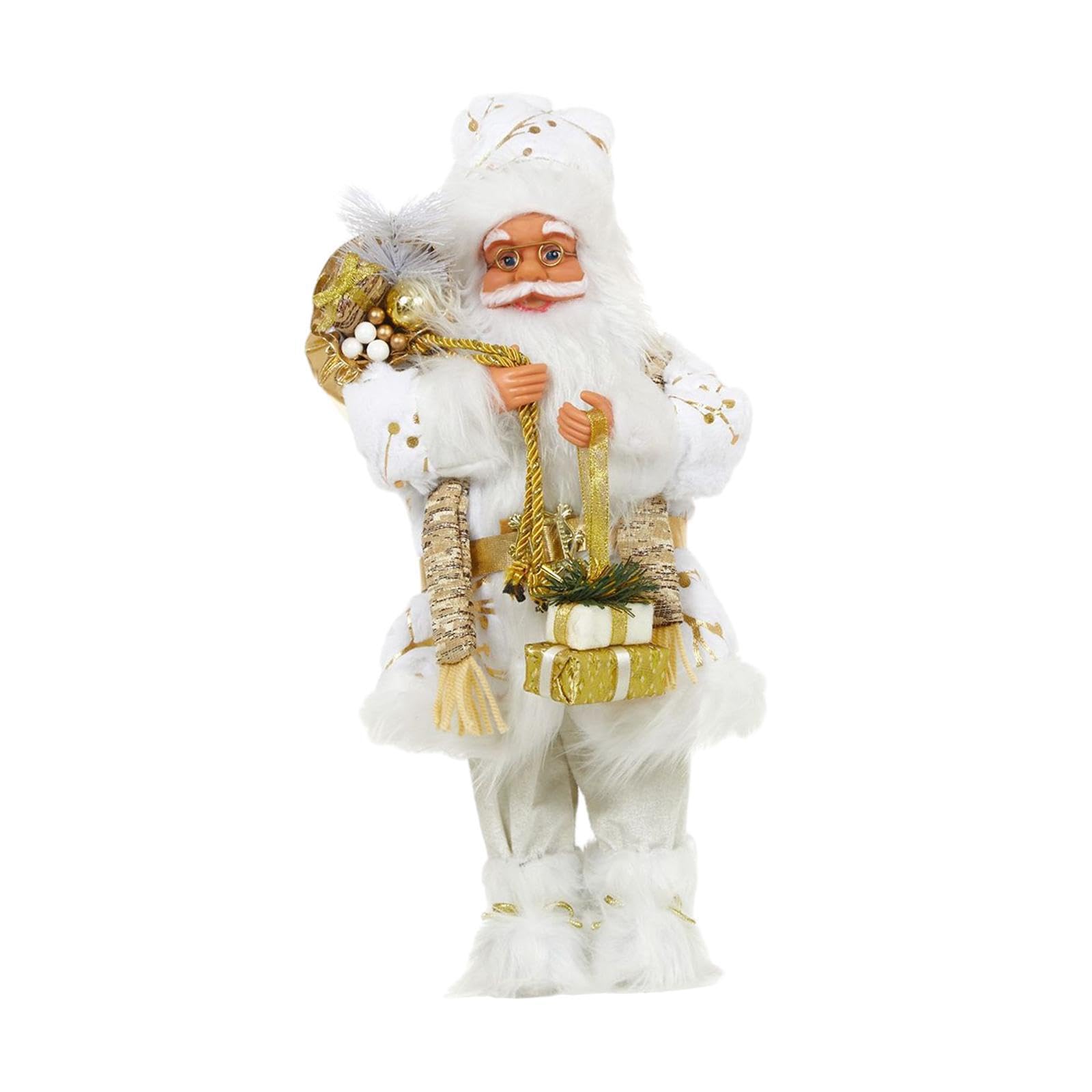 PIXZCSA Santa Claus Figure Is Full Of Christmas Charm And Would Jolly Addition To Holiday Decor.Realistic Santa Claus Character Figure Christmas Sledge, Gold, 30cm