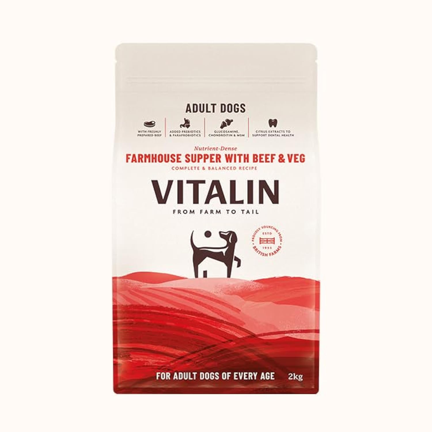 Vitalin Adult Farmhouse Supper with Beef & Veg Dry Dog Food - 2kg