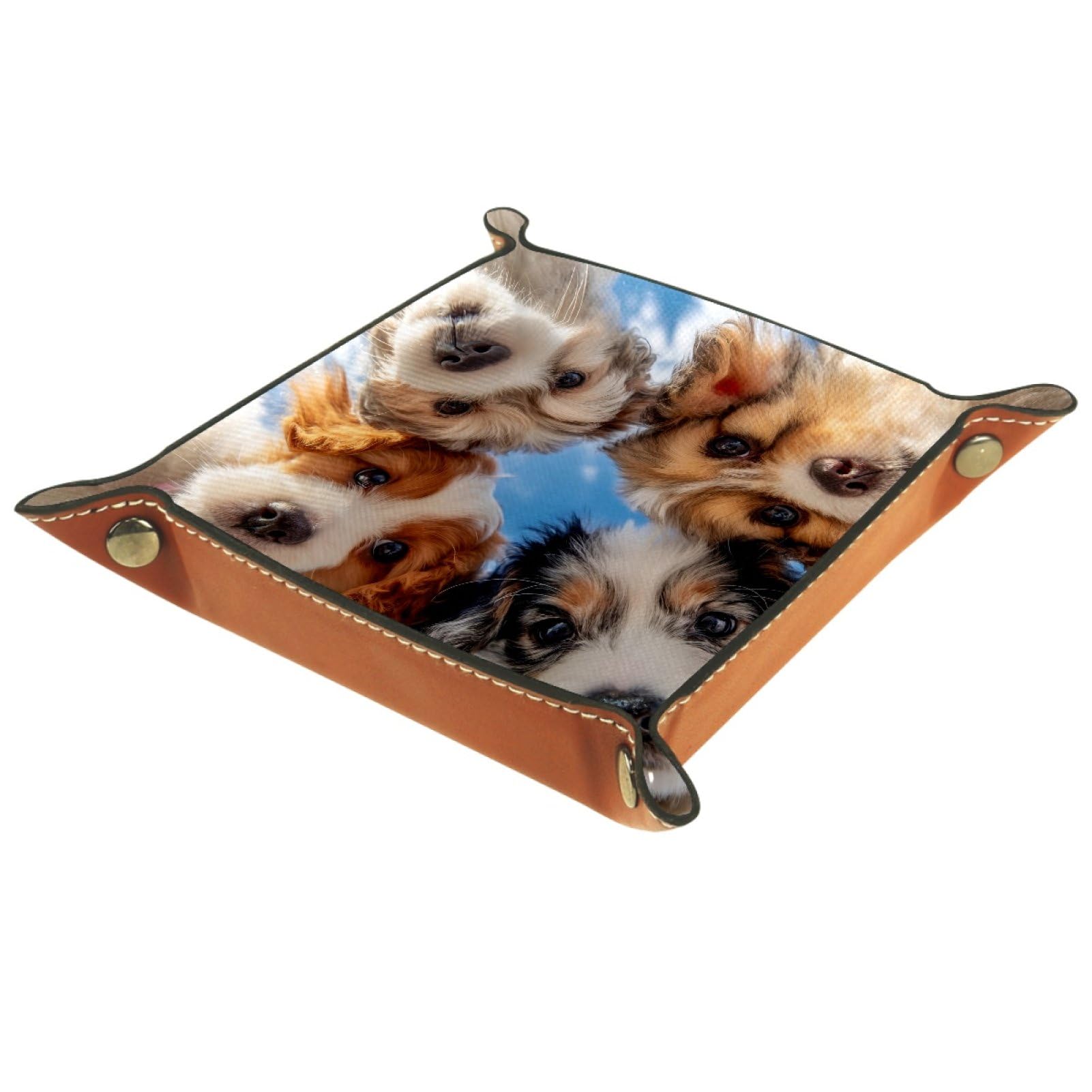 VAPOKF Dog Dice Trays Quadrilateral Dice Folding Tray Microfiber Leather Holder for Table Games RPG DND, 20.5 × 20.5 cm