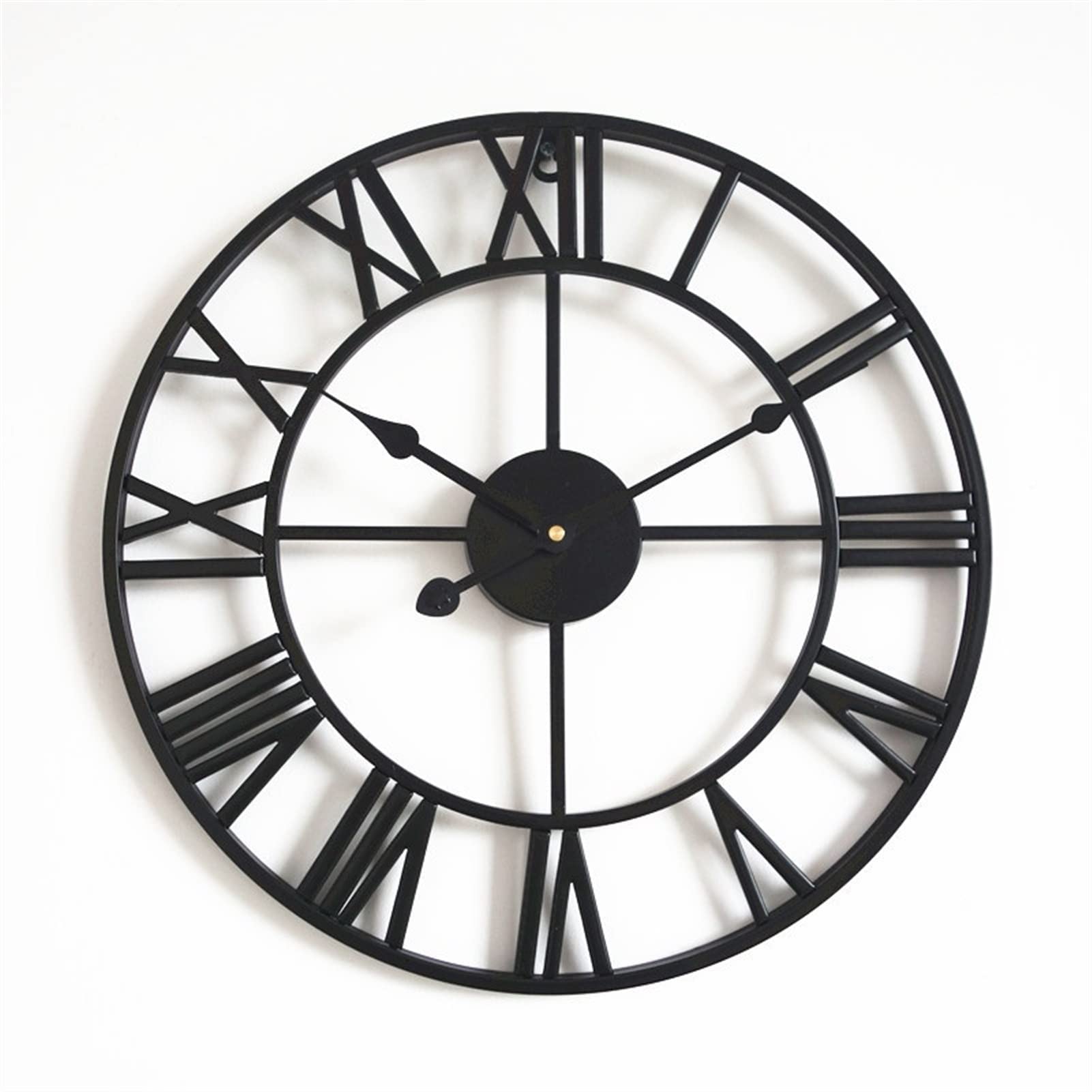 wall clock， Large Wall Clock Metal Roman Numeral Clocks(Black,47cm)