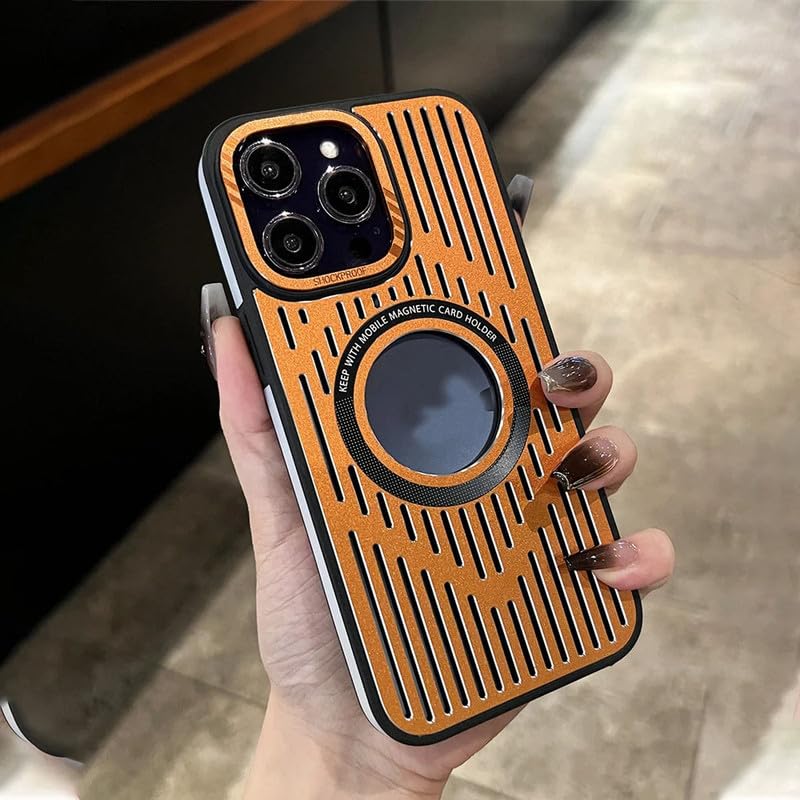 LuxuryKase LK094 Cooling Hollow Ultra Thin Metal Heat Dissipation Magnetic Mag-Safe Shockproof Case Cover for Iphone 15 Pro Max (PC | Orange) (B0CPV4NJLM) Amazon Price History, Amazon Price Tracker