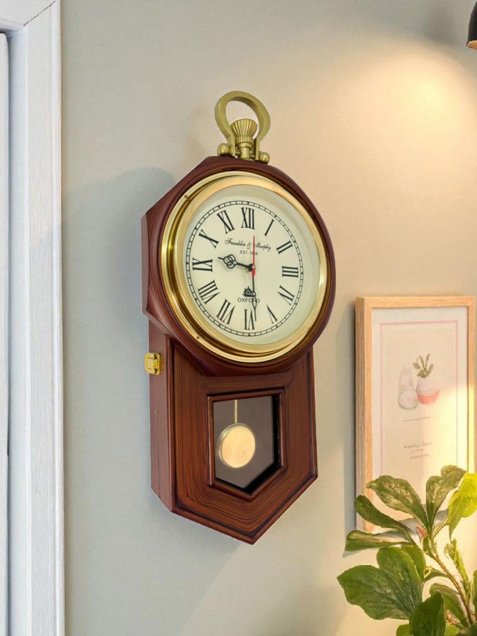 Franklin & Murphy Vintage Wall Clock - Pendulum & Roman Numerals -5 Franklin & Murphy Vintage Wall Clock - Pendulum & Roman Numerals -5