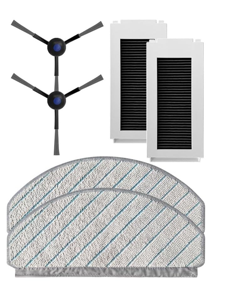 Image of Replenishment Kit | Compatible with Ecovacs Deebot N30, N30 Plus White | 2 Side Brushes, 2 Filters and 2 Mops 1 Cleaning Tool (ED N30 PlusWH NOBRISTLEKIT)