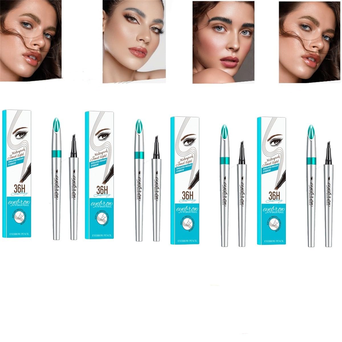 Eyebrow Pencil Eyebrow Microblading Pen，Pencil with an Upgrade Micro-Fork Tip Applicator, Waterproof Long-Lasting Microblading Pencil for Eyebrows,Eyebrow Pencil (4 Colors)