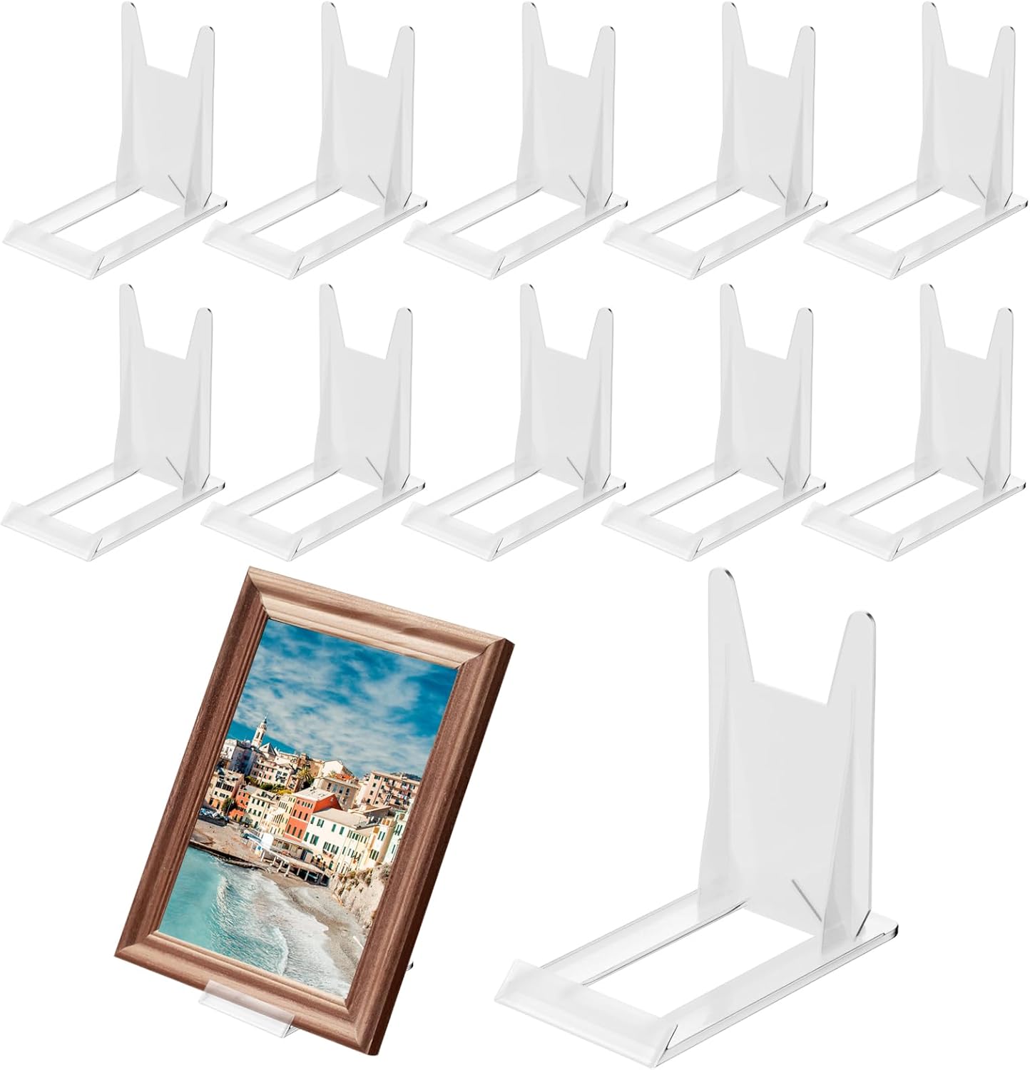 GAQWOK 10 Pack Adjustable Acrylic Book Stands - Clear Display Holders for Comics, Bibles, Magazines, Art (4.4x4.13x2.36")