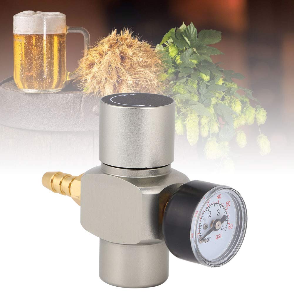 Regulator CO2 do Mini Beczki, Manometr do Nalewaka do Piwa ze Stali Nierdzewnej 0-3 bar z Adapterem 9,5 mm i Króćcem 8 mm do Domowego Piwowarstwa