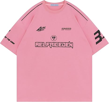 Aelfric Eden Mens Graphic Tees Vintage Racing Tees Oversized T Shirt Women Contrast Color Summer Tops