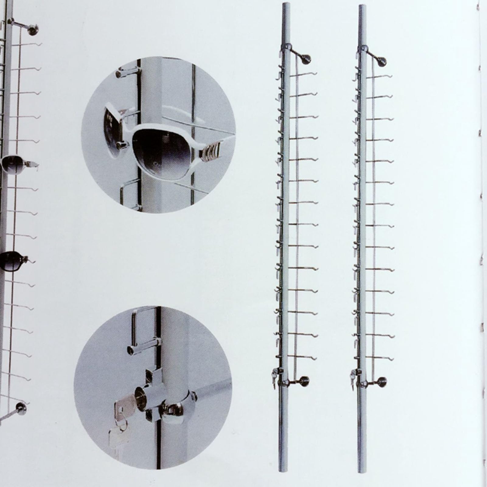 Aluminio Organizador de Almacenamiento de Gafas de Sol con Cerradura Antirrobo, Estante de Pared para Gafas de Lectura