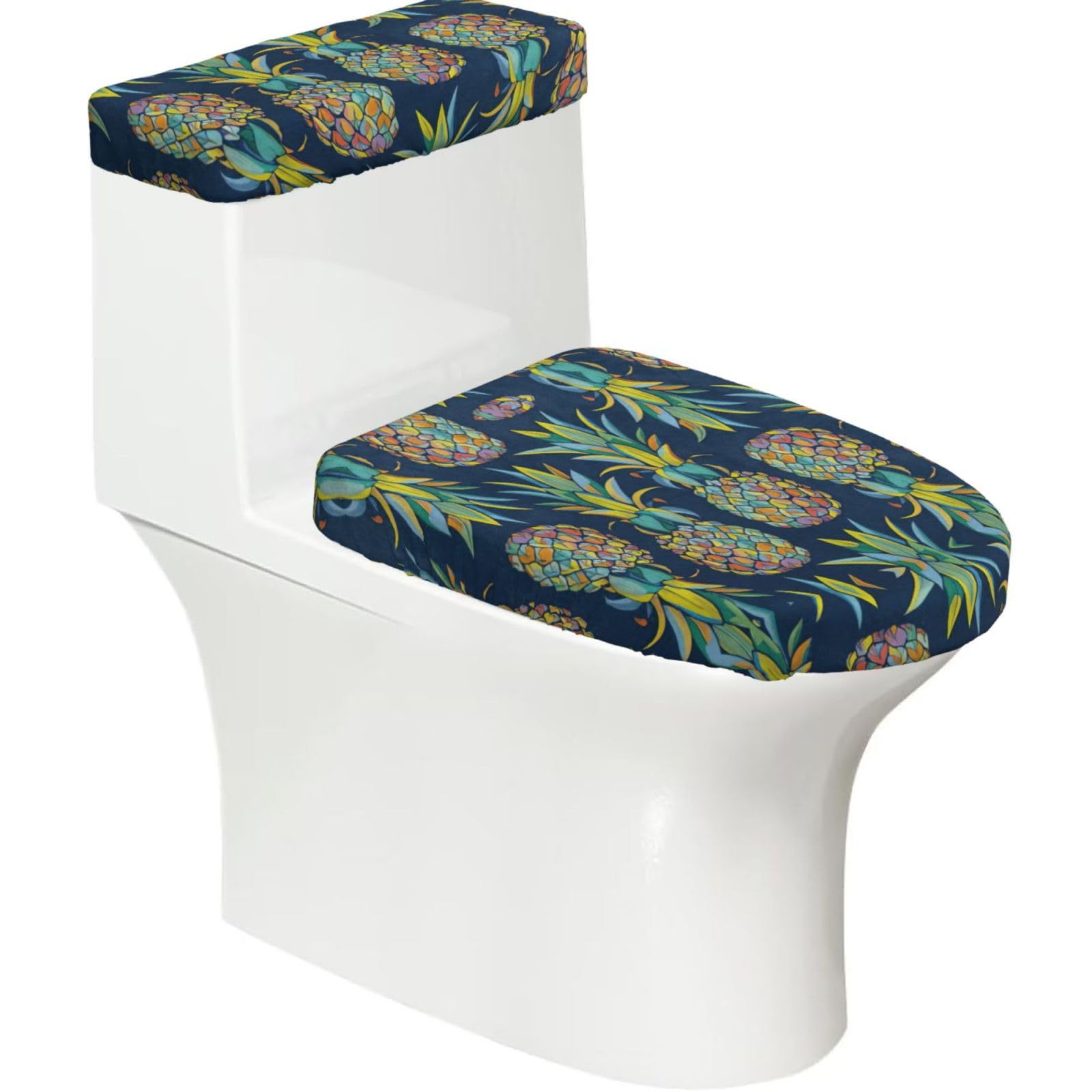 Tropical Fruit Pineapple Print Toilet Seat Lid And Tank Covers Universal Fit Smooth Seat Cushion Easy To Clean For Home Hotel