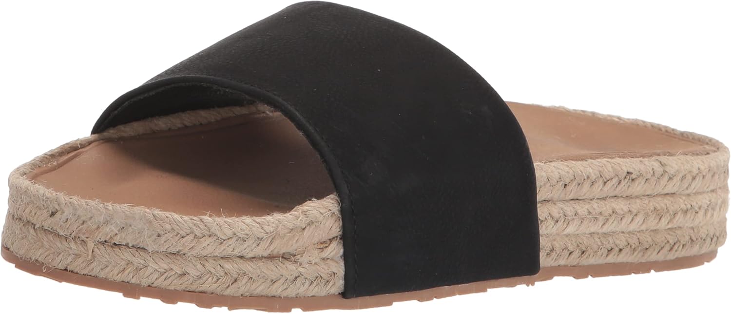 Roxy Women's Slippy Espadrille Slide Sandal, Black, 6
