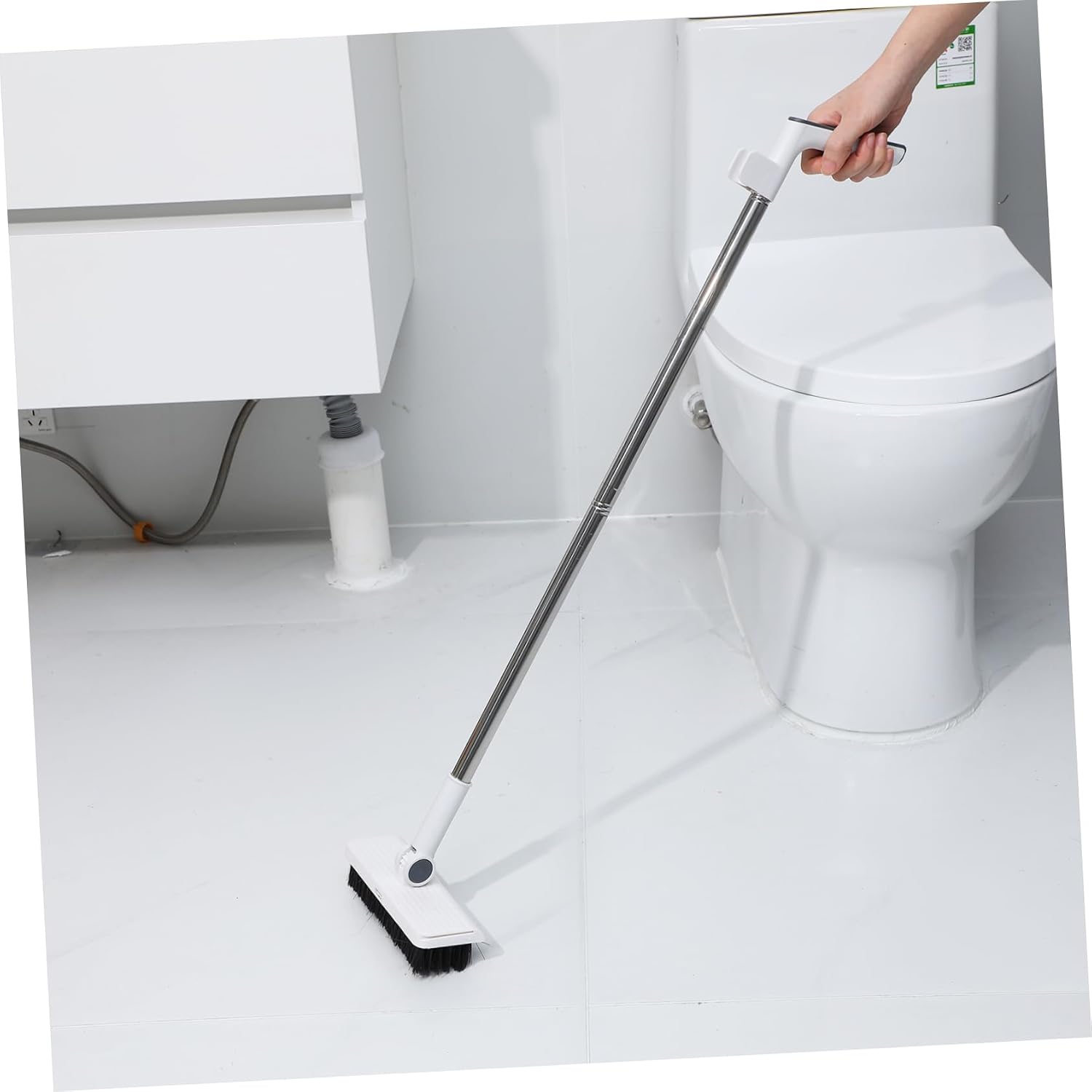 Long Handle Broom and Dustpan Set with Sturdy Plastic Construction Dense Soft Bristles for Indoor and Outdoor Sweeping Compact Stand Up Cleaning Tool for Use