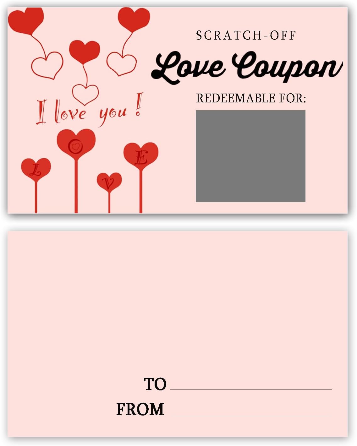 50 Pcs Valentine's Day Scratch Off Cards 2x3.5Inch Love Coupons Scratch Off Notes Card for Husband, Wife, and Children