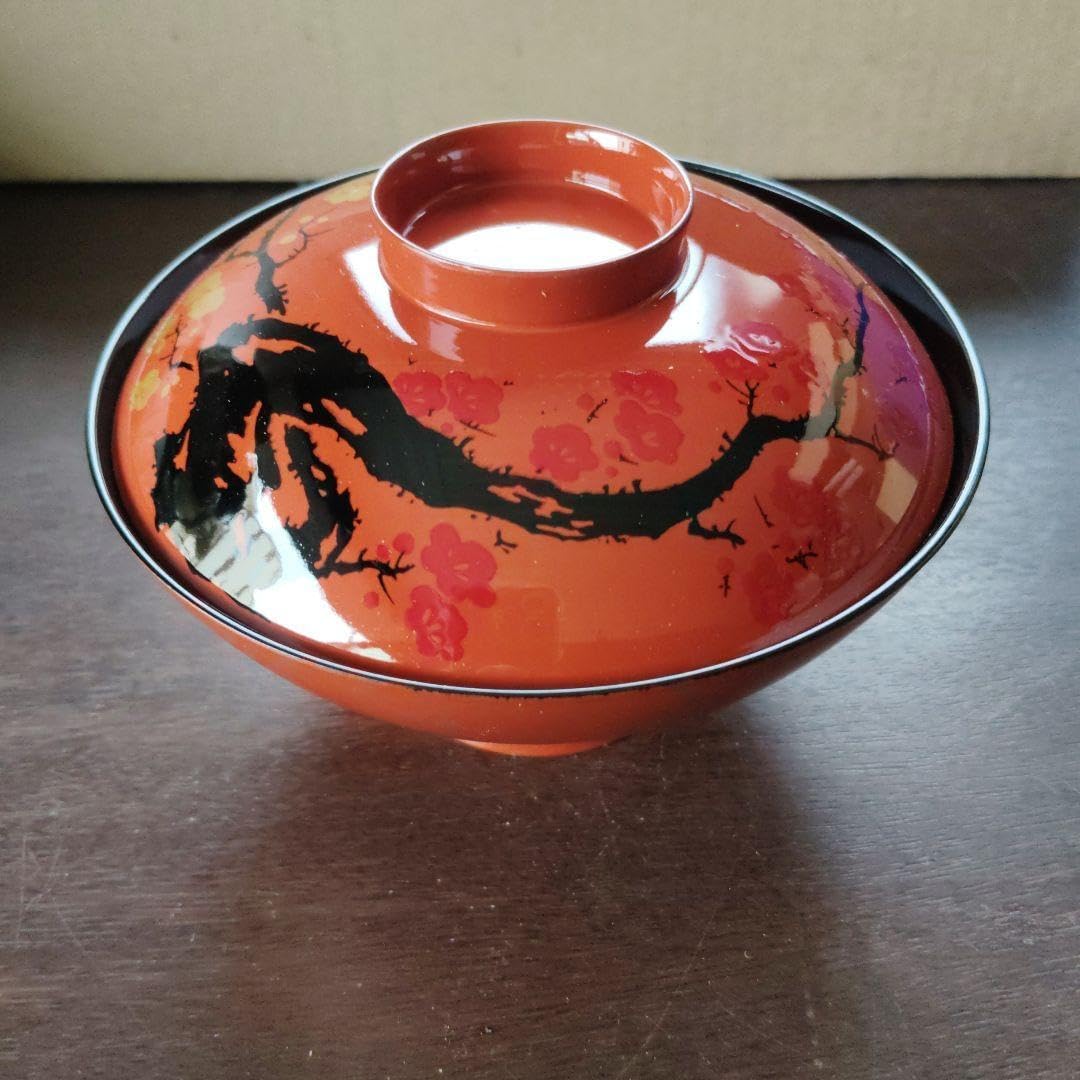 越前漆器、源伸堂きむら 赤い漆器 蓋付き椀5 個セット 越前漆器、