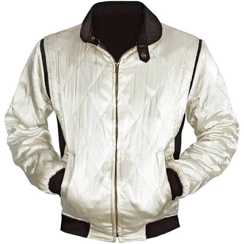 Ryan Gosling Drive Scorpion White Satin Lightweight Casual Bomber Varsity Sports Biker Drive Jacket2