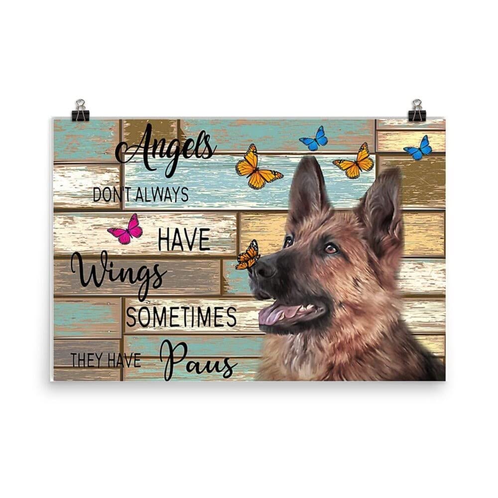 Ingzzaac Metalpostera42517 Angels Don't Always Have Wings Sometimes They Have Paus Happy Dog With Butterfly Retro Metal Tin Sign 8X12 Inches