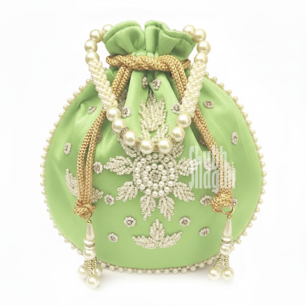 Woman's Silk Hand Work Handbag Potli Bag-image-34
