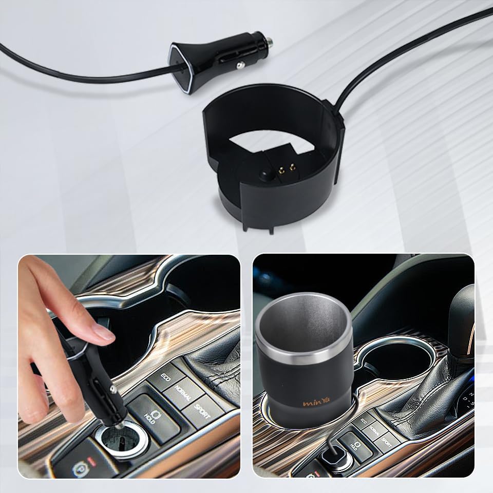 min Ya-Stainless Steel Heating Temperature Control Smart Tumbler and Car Coaster Product Bundle