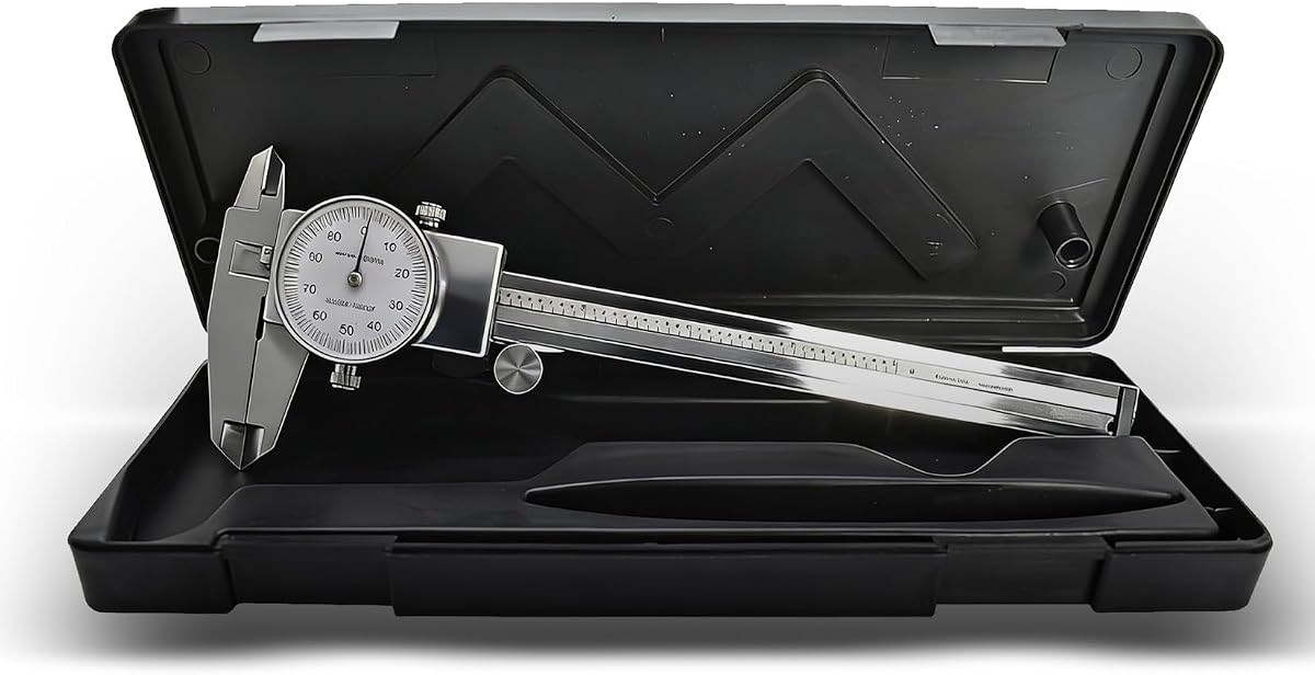 findmall 6" Dial Caliper 0.001 Stainless Steel Caliper Measuring Tool 4-Way Measurement with Plastic Case