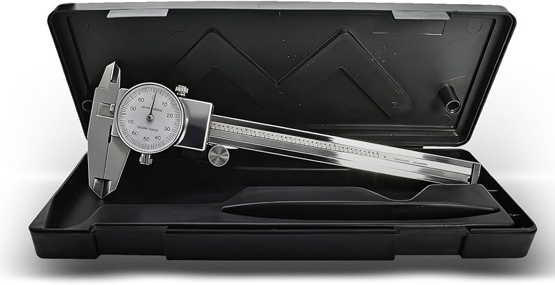 findmall 6" Dial Caliper 0.001 Stainless Steel Caliper Measuring Tool 4-Way Measurement with Plastic Case