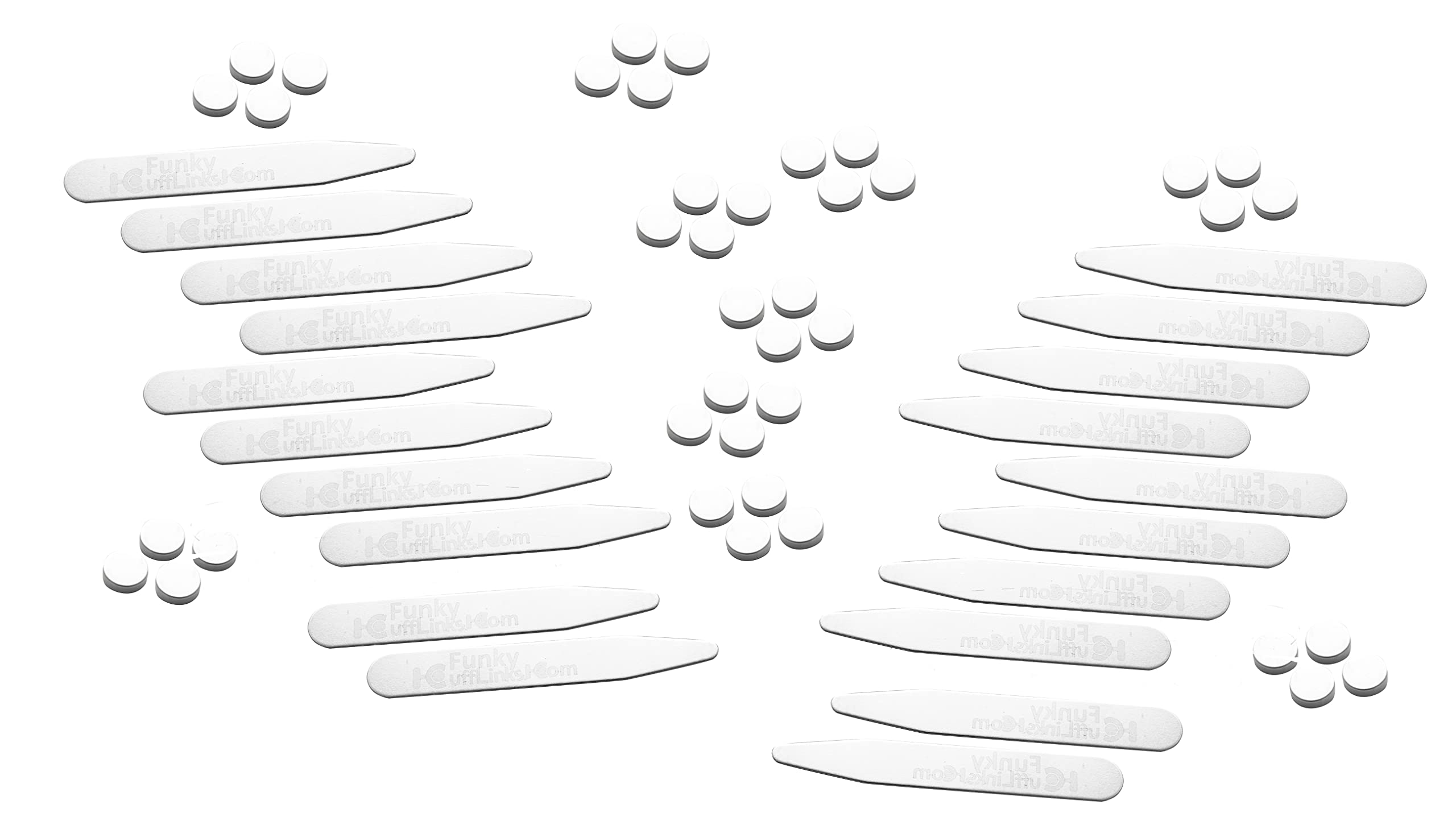 Colonel Fogg Metal Finish Magnetic Collar Bones stayswith Magnets and Funky cufflinks Logo on - (10 Pack / 54mm)
