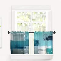 Vista 501 de Cenefas de cocina modernas con patrón de cobre marrón dorado para ventanas, cenefas opacas abstractas de marcas de arañazos y cortinas opacas