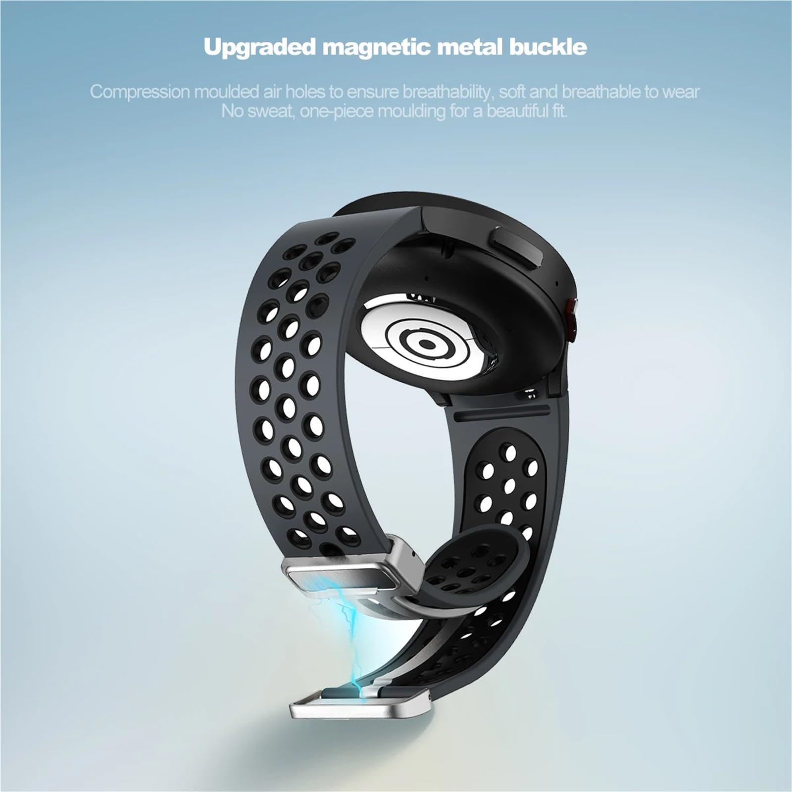 JDIME Cinturino in silicone da 20 mm per Samsung Galaxy Watch 6 Classic 43 47mm 5Pro 45mm Breathe No Gaps Orologio con fibbia magnetica 7 6 5 4 40mm 44mm Cinturini per orologi