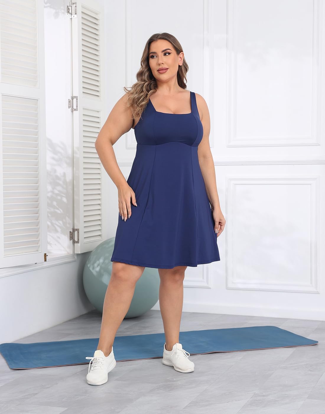 HDE Womens Plus Size Tennis Athletic Workout Dress with Built-in Shorts & Bra