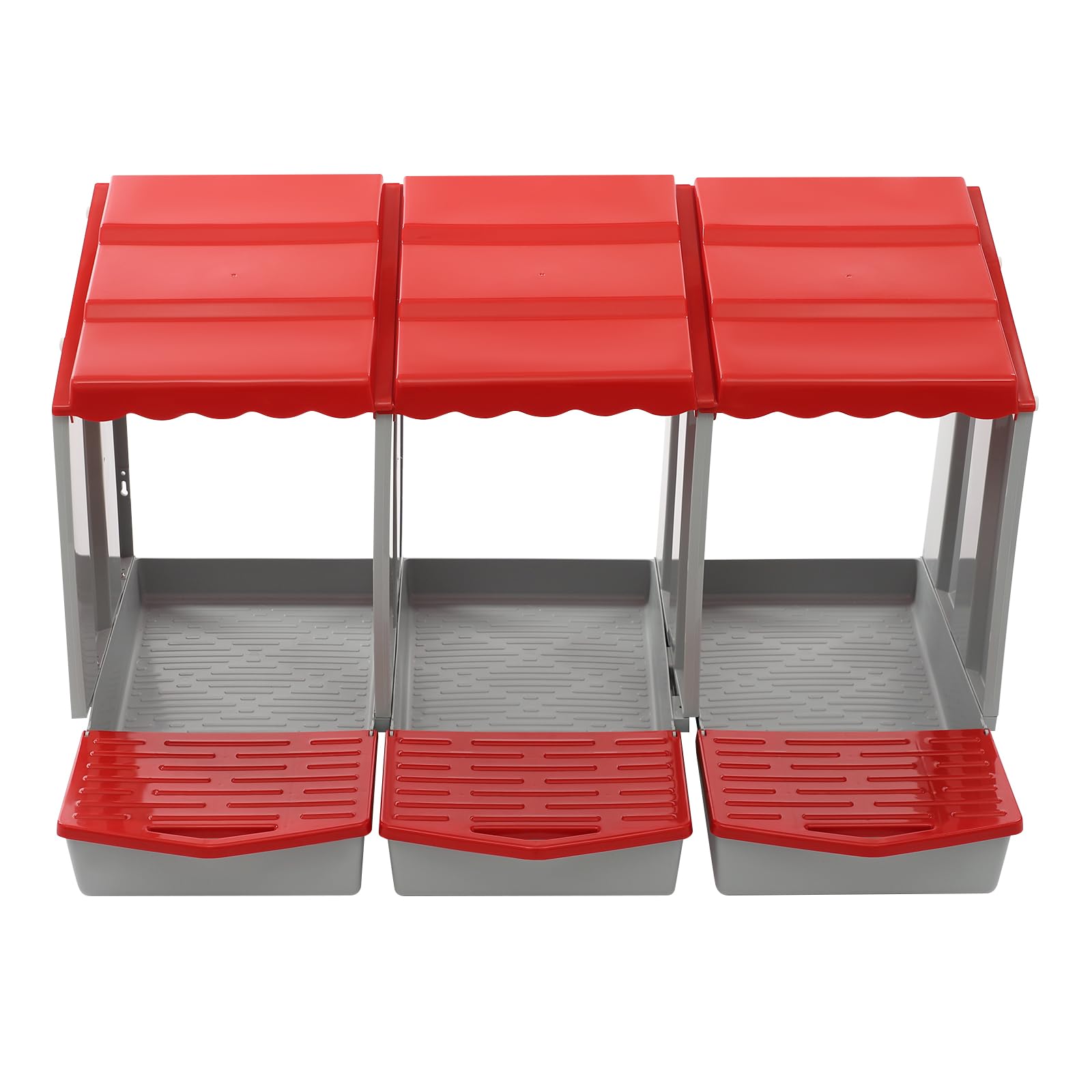 Nido per polli a 3 camere, nido per polli a parete, nido di galline in plastica con fondo inclinato, rosso