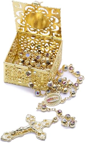Miniatura 3 de Caja de cuentas de rosario, collar religioso, caja de almacenamiento de rosario, joyero vintage para rosario, recuerdos (1)