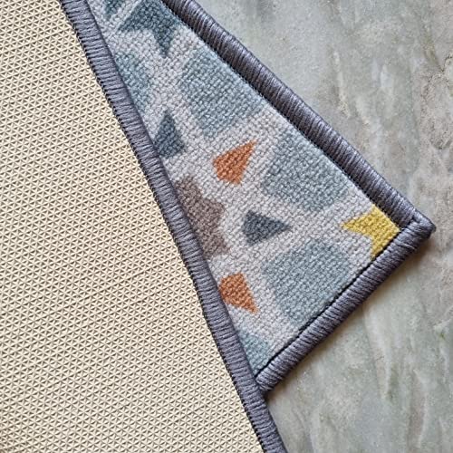 Image of Matz&More Tiles Star Rug | 100x150 CM | Blue Pastel | Soft Nylon Loop Pile with Anti-Slip Gel Backing | Living Room, Bedroom & Office Floor Carpet