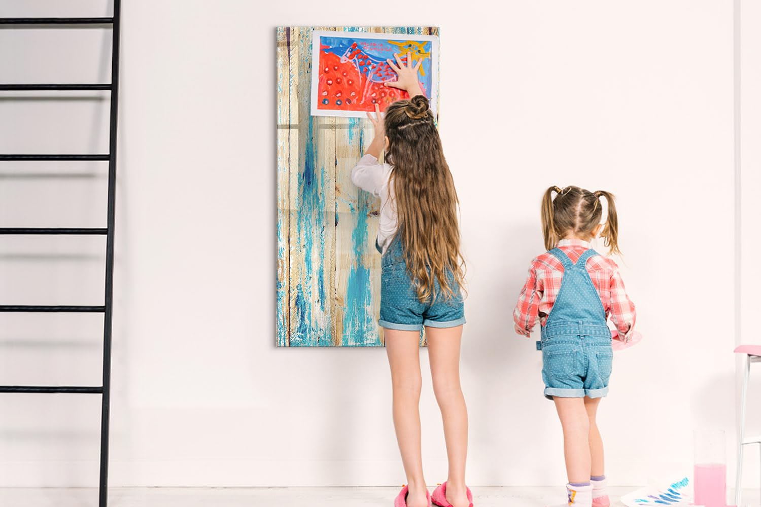 Lavagna in vetro magnetica da parete 60x120 cm | Legno invecchiato