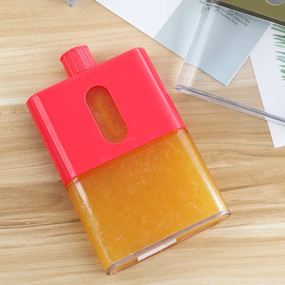botella de agua para acampada, Botella de agua plana, portátil, a prueba fugas(Red)