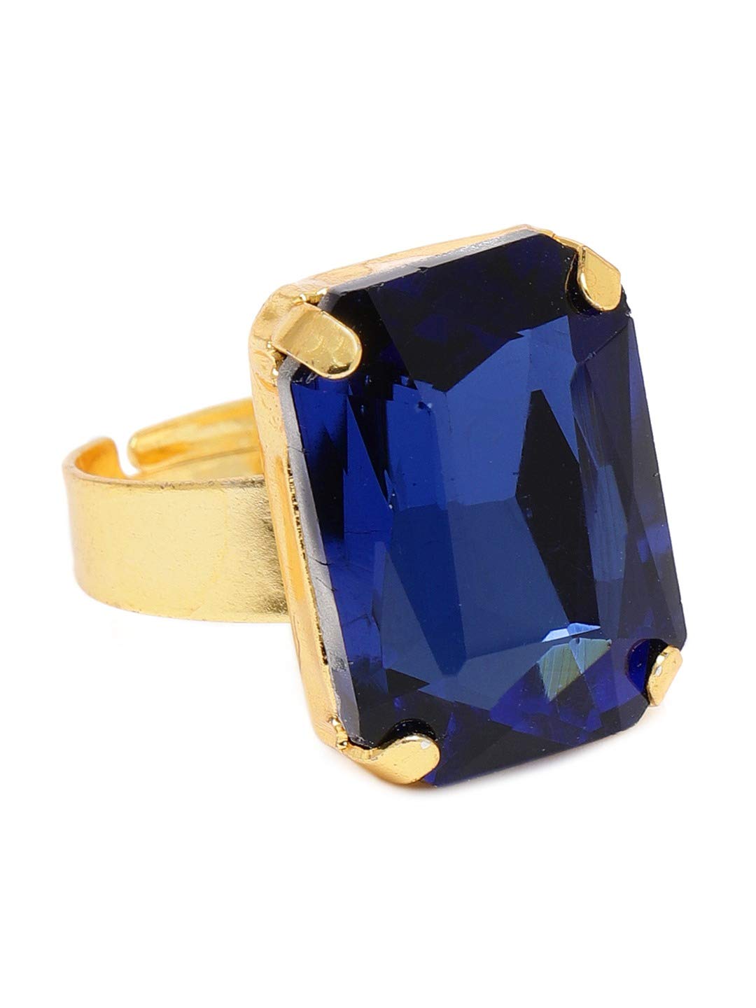 ZAVERI PEARLS Blue Crystal Shine Stone Party Bling Rectangular Adjustable Finger Ring For Women-ZPFK10198 (B08YJN3M1H) Amazon Price History, Amazon Price Tracker