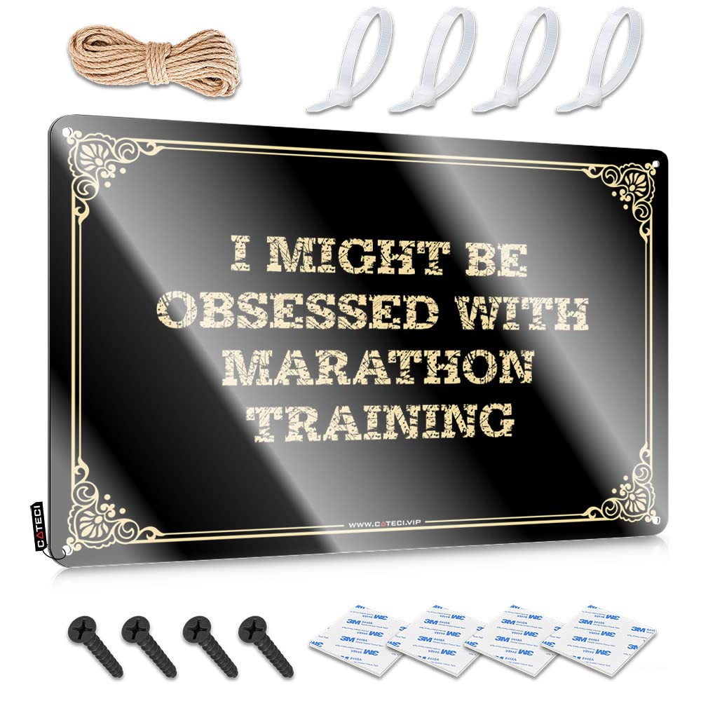 Sukecupqz Colour Funny Desk Signs Funny Man Cave Signs I Might Be Obsessed With Marathon Training Tin Sign(30X40cm)