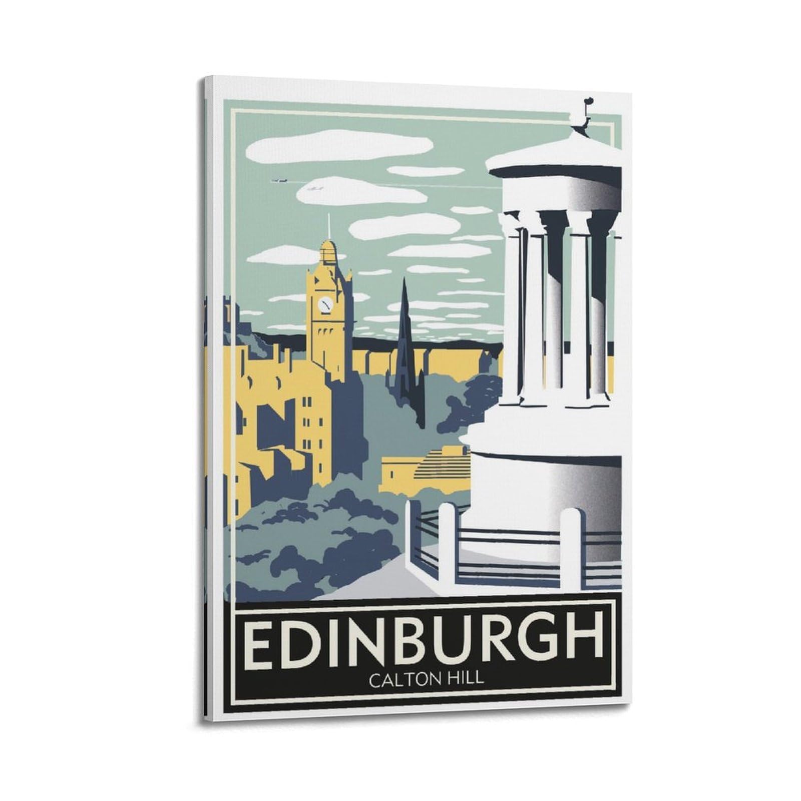 DLJGDS Vintage Travel Posters Edinburgh, Scotland Decorative Painting Canvas Wall Posters And Modern Family Bedroom Decor 24x36inch(60x90cm)