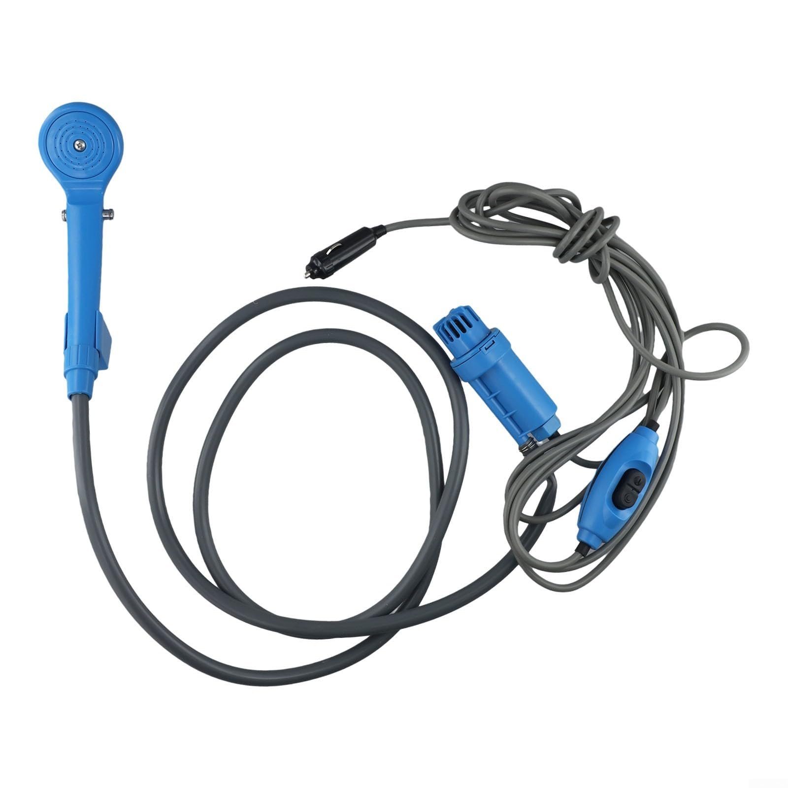 Sistema doccia portatile da 12 V, ideale per uso esterno, flusso regolabile e ventosa per una facile installazione