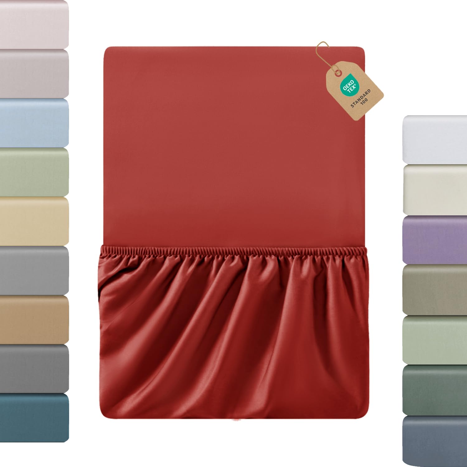 SOULFUL Satin Spannbettlaken, 100% Langstapelige Baumwolle Spannbettlaken