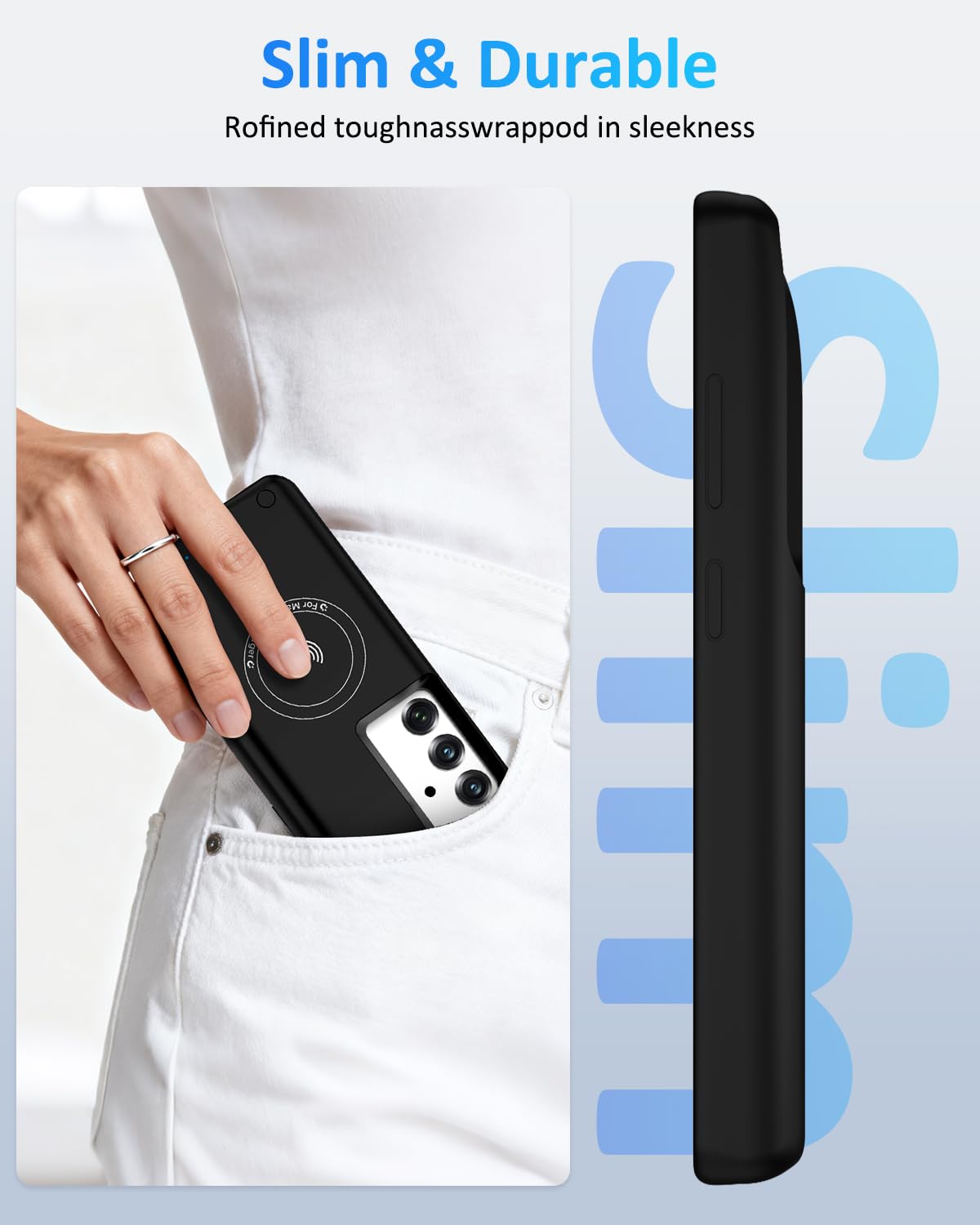 Custodia con Batteria per Samsung Galaxy S25 15000mAh Cover Batteria Portatile di Ricarica Wireless Ricaricabile Magnetica Power Bank Caricabatterie con Tecnologia GAN