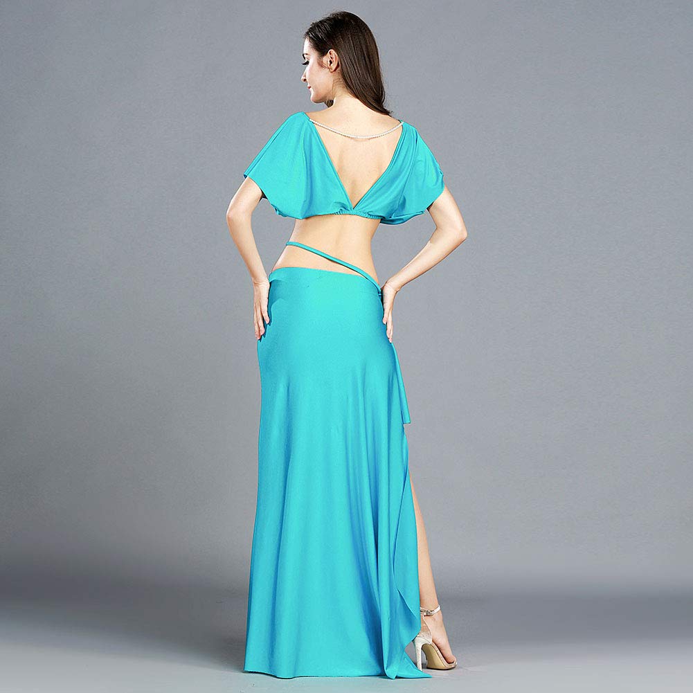 ROYAL SMEELA Ropa ensayo Danza del Vientre Faldas Tops Baile del Vientre Escotado por detrás Tops Falda Larga Mujer Trajes de Danza Oriental Mujer